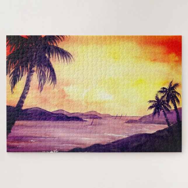 Sunset in Tropics by Farida Greenfield Jigsaw Puzz Puzzle (Horizontal)