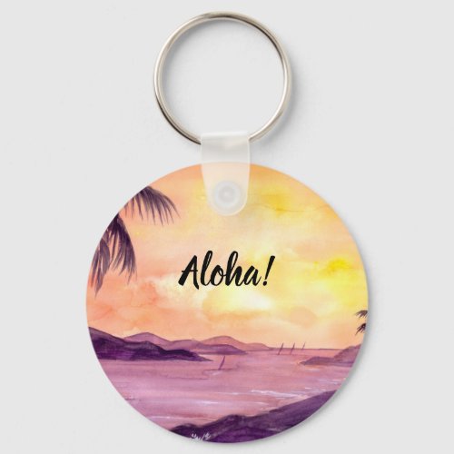 Sunset in Tropics by Farida Greenfield Keychain