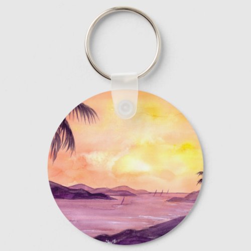 Sunset in Tropics by Farida Greenfield Keychain