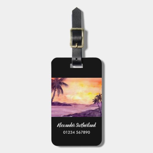 Sunset in Tropics by Farida Greenfield Luggage Tag