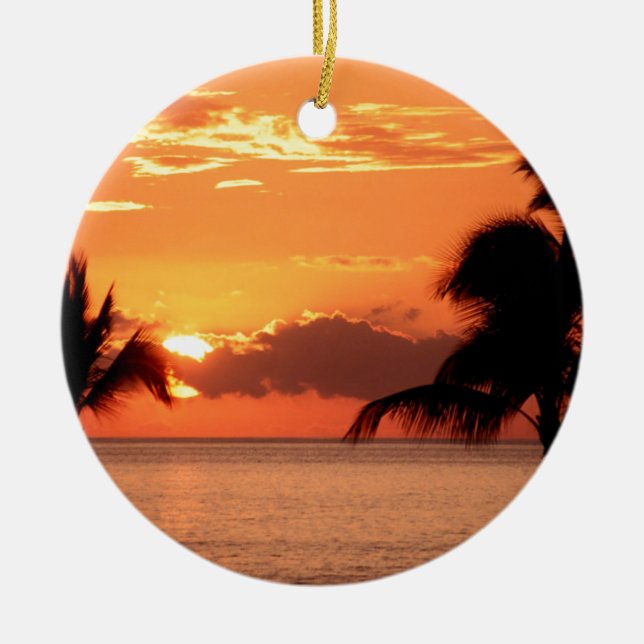 Sunset In Tropics Maui Ceramic Ornament (Front)