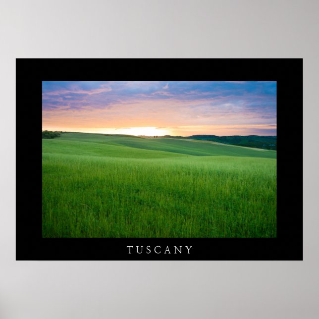Sunset in Tuscany black border poster print (Front)