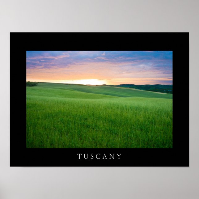 Sunset in Tuscany black border poster print (Front)
