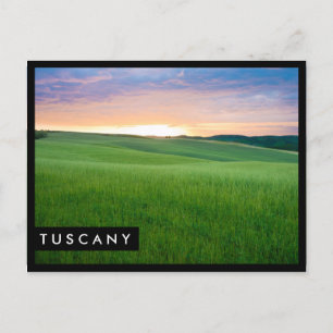 Sunset in Tuscany black edge text postcard