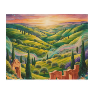 Sunset In Tuscany Wood Wall Art