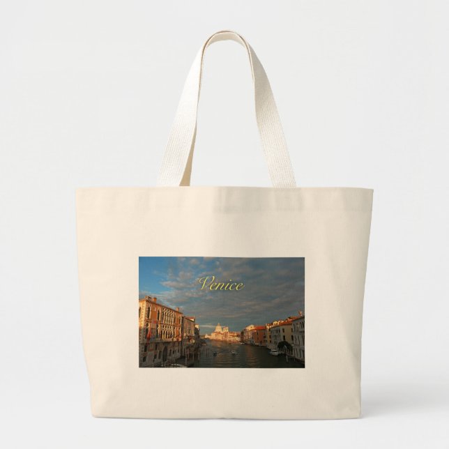 Sunset in Venice Italy Large Tote Bag (Front)