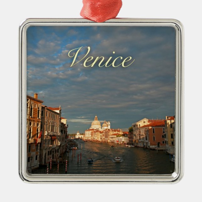 Sunset in Venice Italy Metal Ornament (Front)