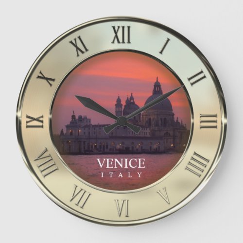 Sunset in Venice Large Clock