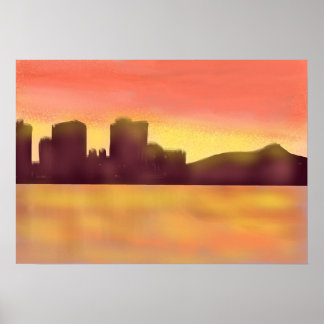 Sunset in waikiki poster