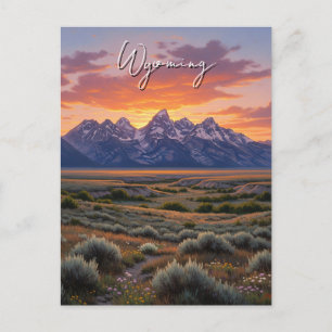 Sunset in Wyoming Travel Postcard