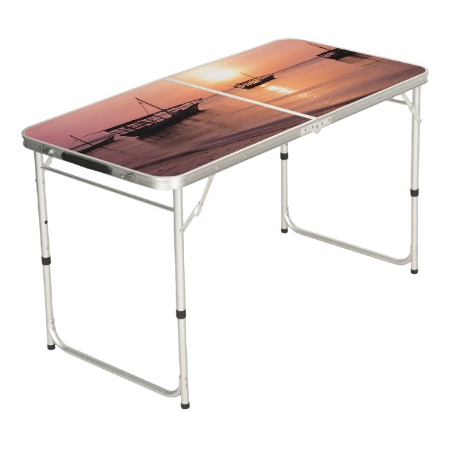 Sunset in Zanzibar Beer Pong Table (Angled)