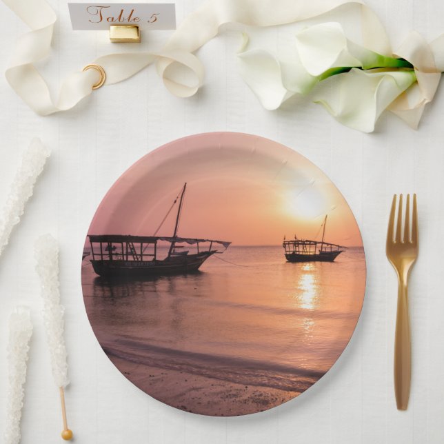 Sunset in Zanzibar Paper Plates (Wedding)