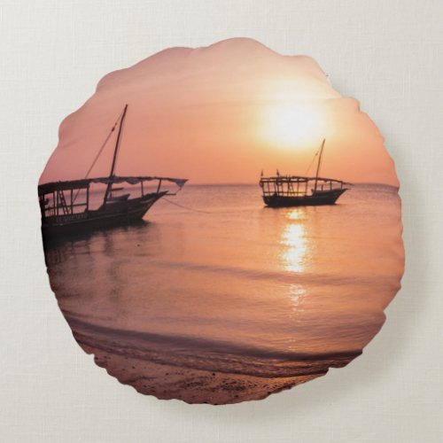 Sunset in Zanzibar Round Pillow