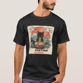 Sunset Japanese Art Noodles Lover Cub Panther Rame T-Shirt