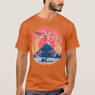 Sunset Japanese Pink Flower Sakura Mountain Cherry T-Shirt