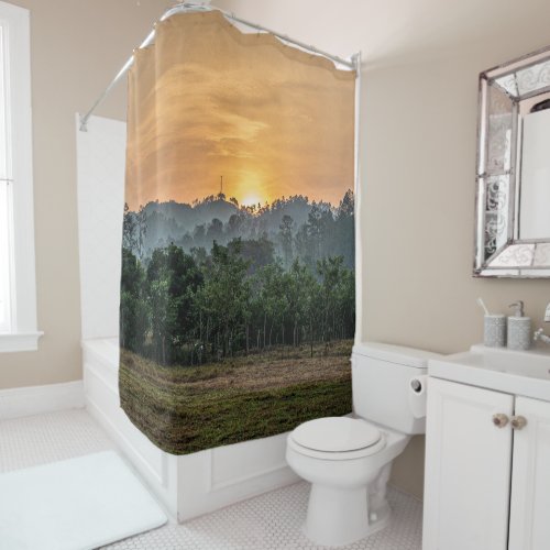 Sunset Jungle  South American Farm Shower Curtain