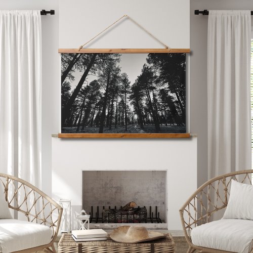 Sunset Kaibab Forest in Grayscale  Hanging Tapestry