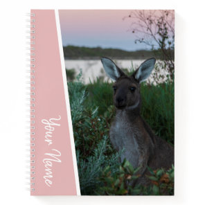 Sunset Kangaroo Australia Pink Accent Handwriting Notebook