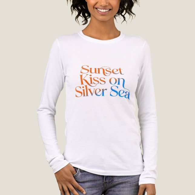 Sunset Kiss on Silver Sea Gradient Typography Long Tri-Blend Shirt (Front)