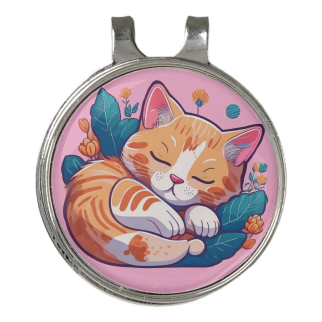 Sunset Kitty Golf Hat Clip (Front)