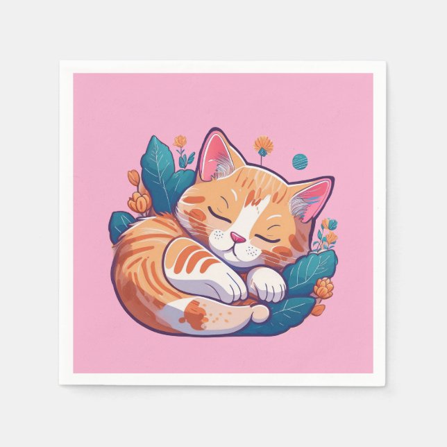 Sunset Kitty Napkins (Front)