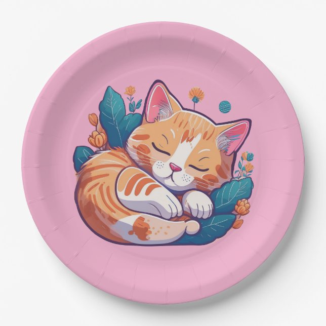 Sunset Kitty Paper Plates (Front)