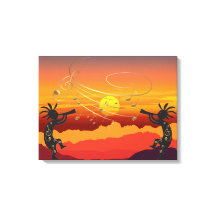Sunset Kokopelli and Music Canvas Print