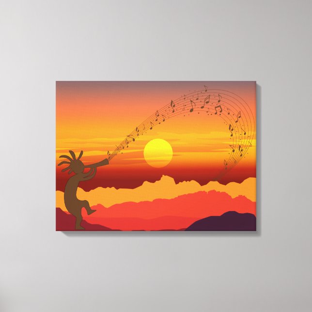  Sunset Kokopelli and Music Canvas Print (Front)