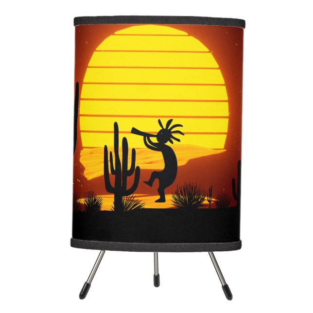  Sunset Kokopelli Moon and Stars Tripod Lamp (Front)