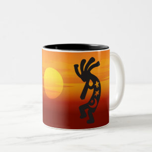 Sunset Kokopelli Two-Tone Coffee Mug