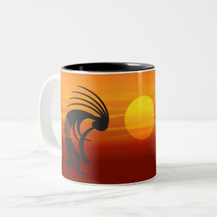 Sunset Kokopelli Two-Tone Coffee Mug