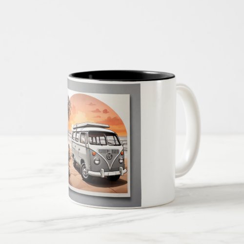 Sunset Kombi Beach Mug _ Coastal Adventure Cup