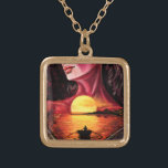 Sunset Lady Necklace<br><div class="desc">Necklaces with Romantic Sunset Womanl - Love Dreams - MIGNED Painting Art - Choose / Add Your Unique Text / Name / Color - Make Your Special Necklace Gift - Resize and move or remove and add elements / text with customization tool ! Painting and Design by MIGNED. Please see...</div>
