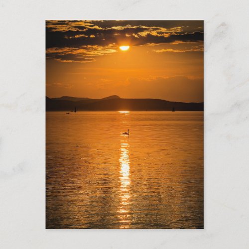 Sunset Lake Balaton Hungary Postcard