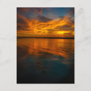 Sunset Lake Charles Louisiana Postcard