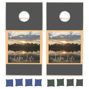 SUNSET LAKE LIFE PHOTOGRAPH Cornhole Set