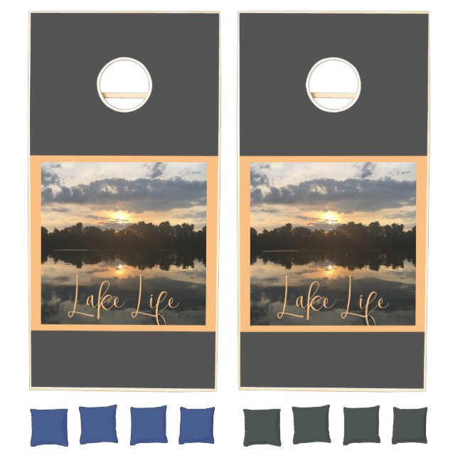 SUNSET LAKE LIFE PHOTOGRAPH | Cornhole Set (Set)