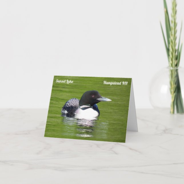 Sunset Lake Loon Folded Blank Card (Front)