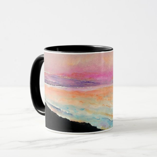 Sunset Lake Pink Blue Art Mug (Front Left)
