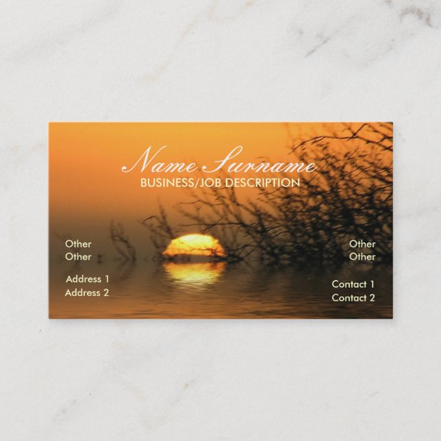 Sunset Lake Reflection Business Card (Front)