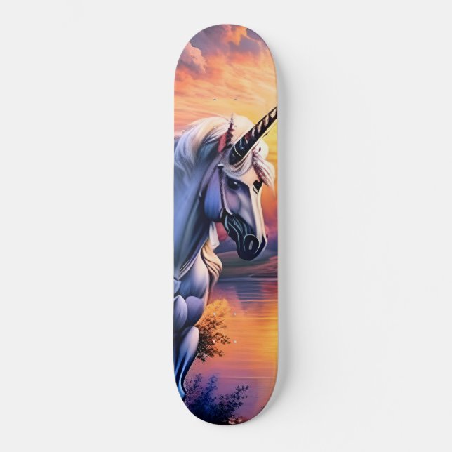 Sunset Lake River Unicorn Seven Skateboard (Front)