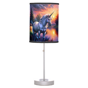 Sunset Lake River Unicorn Seven Table Lamp