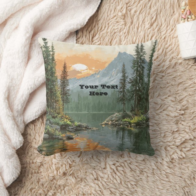 Sunset Lake Throw Pillow (Blanket)