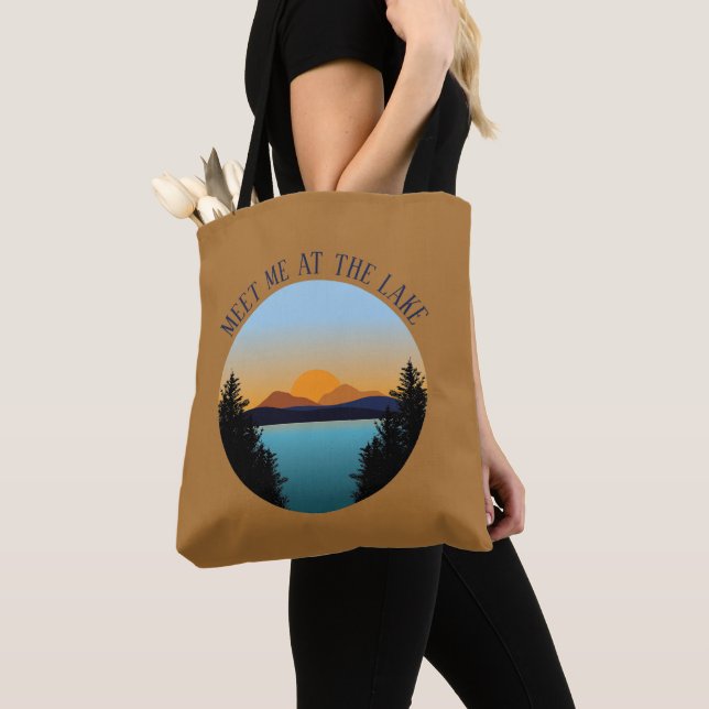 Sunset Lake Vacation Tote Bag (Close Up)