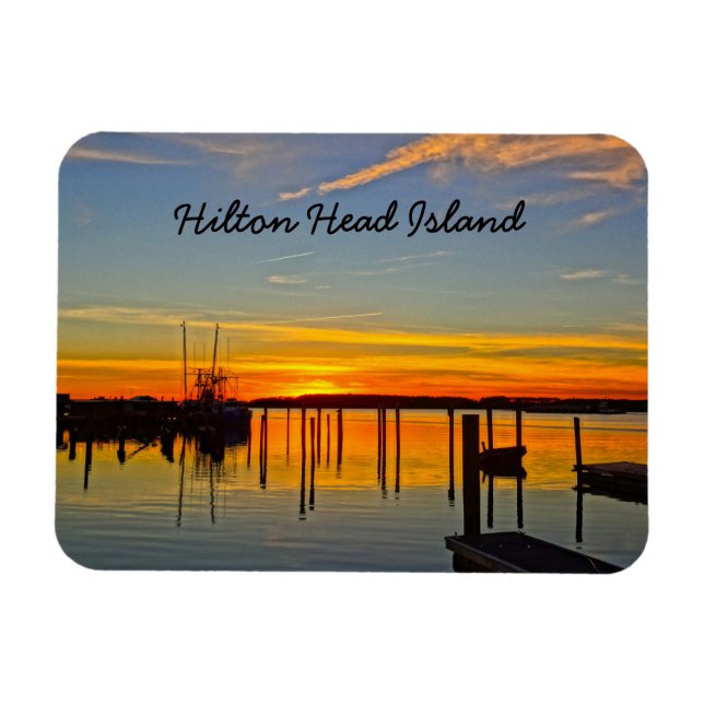 Sunset Landing Skull Creek Boathouse Hilton Head Magnet (Horizontal)