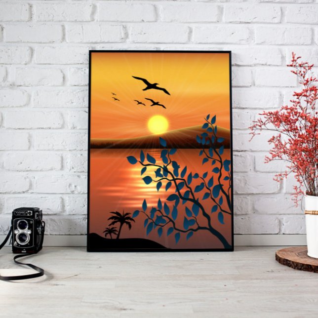 Sunset Landscape Canvas (The muted colors and minimalist design make this print the perfect addition to any modern, boho, or )