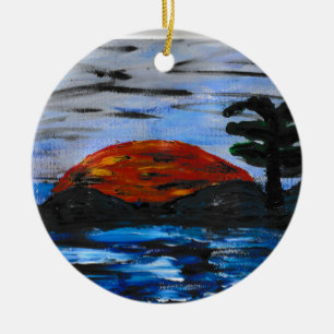 Sunset Landscape Ceramic Ornament