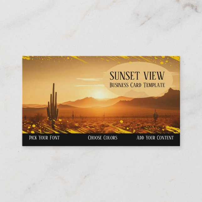 Sunset Landscape Desert Business Card (Front)