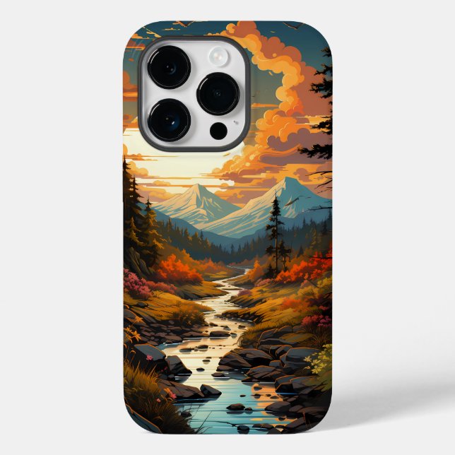 Sunset Landscape Mountain And River Case-Mate iPhone Case (Back)