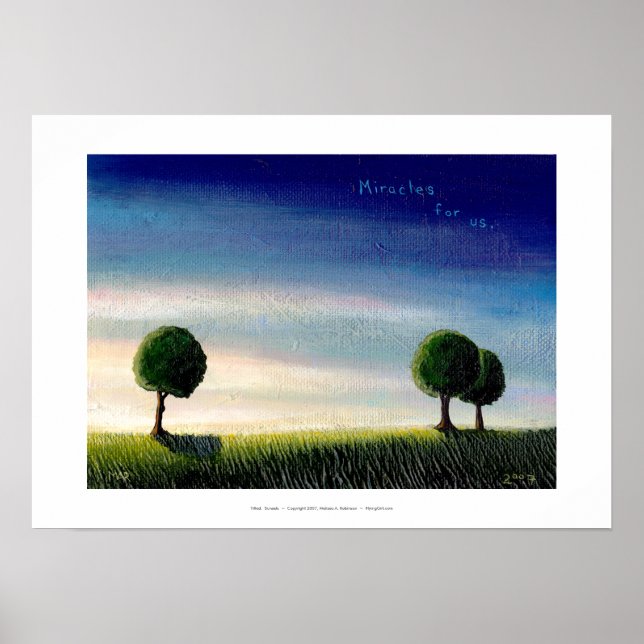 Sunset landscape painting pretty calm peaceful art poster (Front)